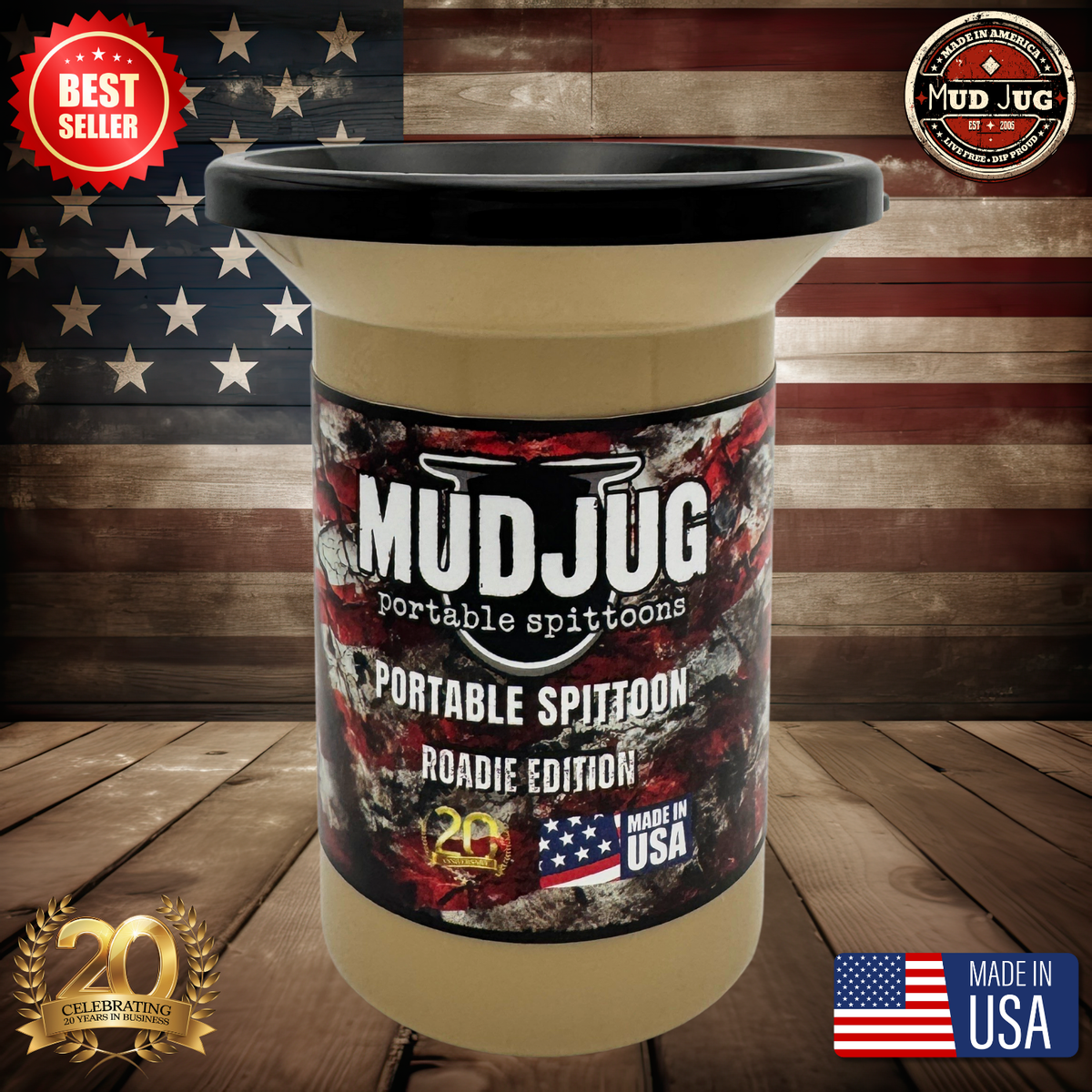 Desert Tan Mud Jug™ Roadie – Portable Spittoon Made in USA| Mud Jug