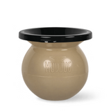 A beige plastic ball pit with a glossy black rim, featuring the embossed brand name 'MUD JUG' on the front, set against a plain white background.