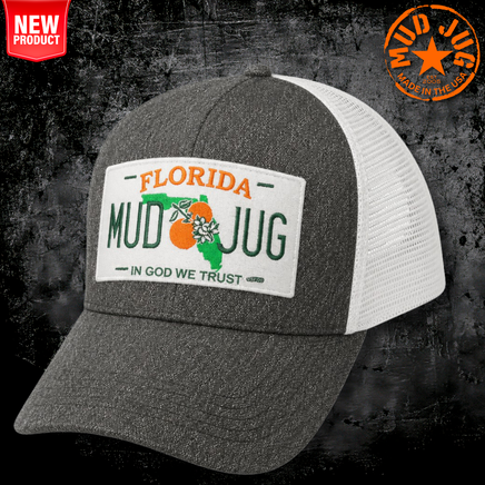 Mud Jug© Florida Plate Charcoal/White Embroidered Hat Mud Jug