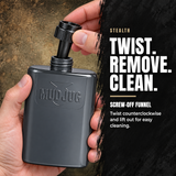 Mud Jug Stealth funnel removal: twist counterclockwise and lift out for easy cleaning.